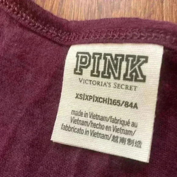 Victoria's Secret Pink Sequin Ombre Logo Spellout Tank Top Burgundy Size XS - Picture 3 of 8
